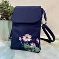 Nimara Ritual Waterproof Handmade Embroidered Lotus Flowers Crossbody Bag Shoulder Bag Cellphone Bag