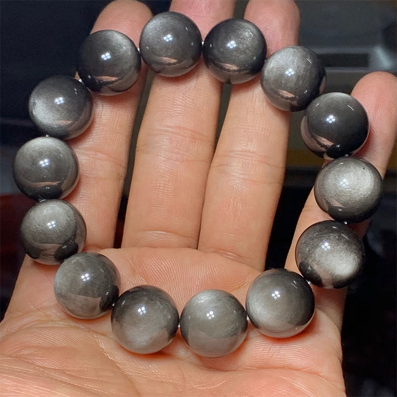 Nimara Ritual Natural Silver Sheen Obsidian Soothing Protection Bracelet