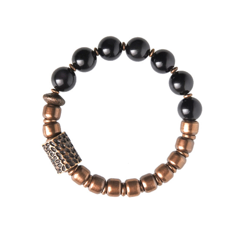 Nimara Ritual Lava Rock Stone Rainbow Obsidian Brass Support Healing Bracelet