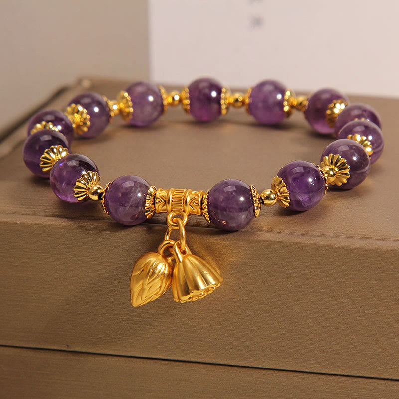 Nimara Ritual Natural Amethyst Lotus Healing Spiritual Bracelet