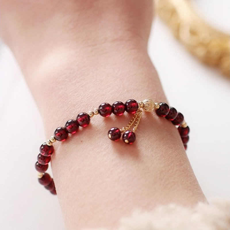 Nimara Ritual 14K Gold Plated Alloy Natural Garnet Calm Bracelet