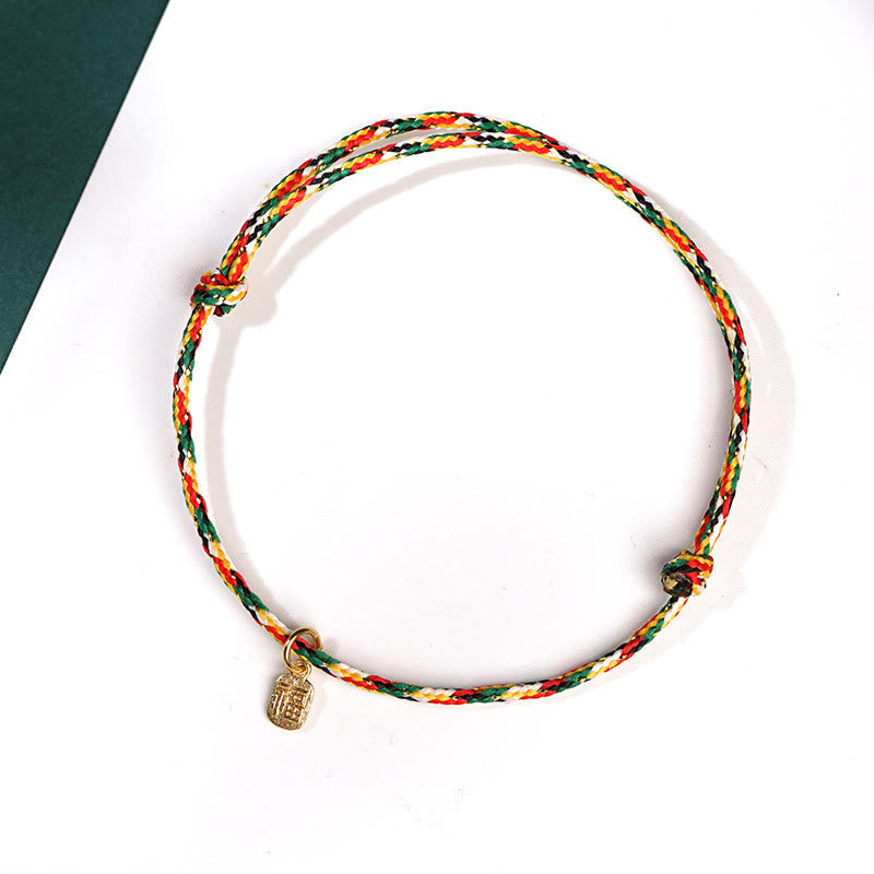 Nimara Ritual Auspicious Fu Character Peace And Joy Luck Handmade Multicolored Child Adult Bracelet