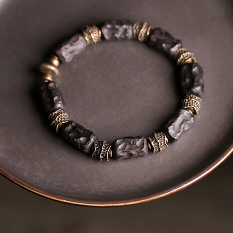 Nimara Ritual Tibetan Ebony Wood Copper Calm Peace Bracelet