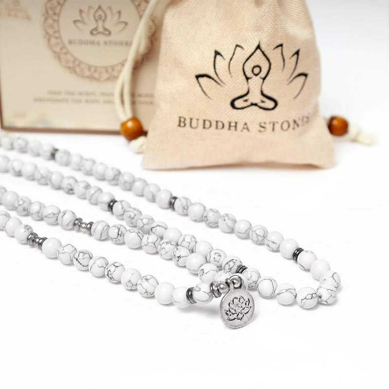 Nimara Ritual White Turquoise Lotus Mala Healing Bracelet