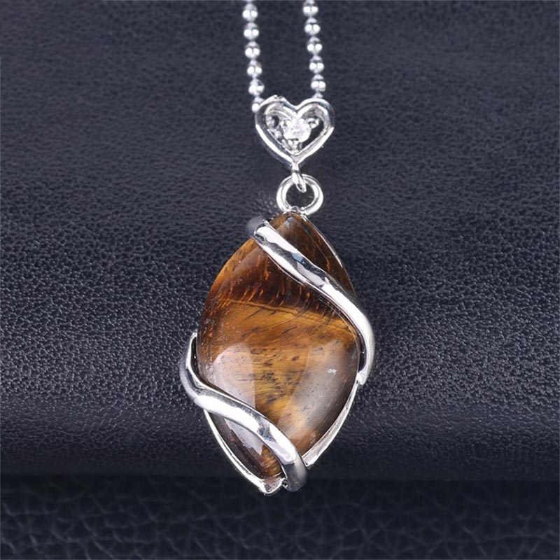 Nimara Ritual Marquise Pattern Natural Crystal Stone Charm Necklace Pendant