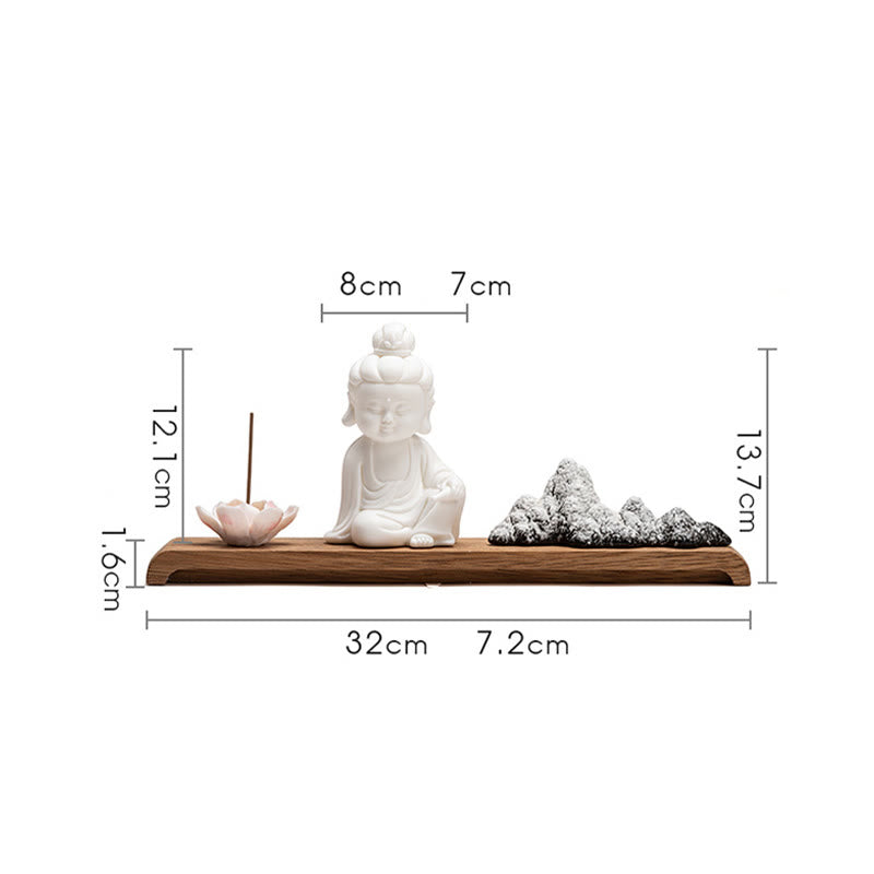 Nimara Ritual Lotus Flower Tathagata Kwan Yin Avalokitesvara Ksitigarbha Meditation Ceramic Stick Incense Burner Decoration