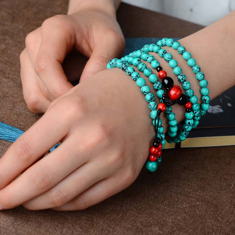 Nimara Ritual Turquoise Black Onyx Red Turquoise Bead Protection Bracelet