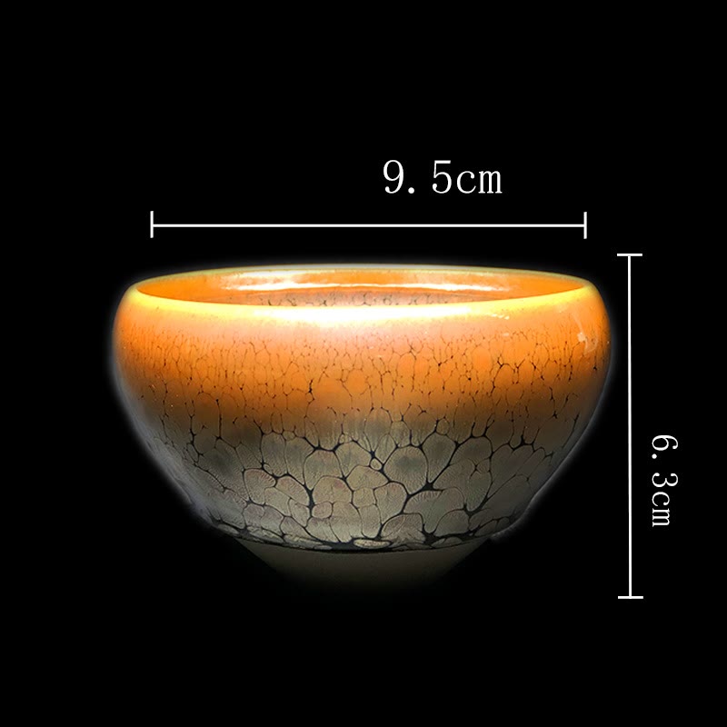 Nimara Ritual Gold Spot Pattern Chinese Jianzhan Ceramic Teacup Kung Fu Tea Cup Bowl With Gift Box