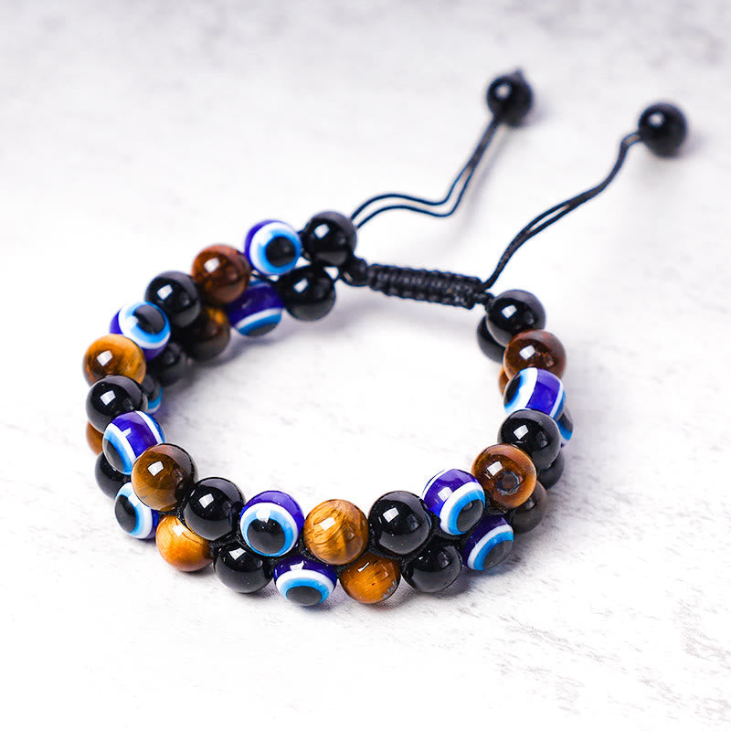 Nimara Ritual Evil Eye Hematite Tiger Eye Protection Beaded Bracelet