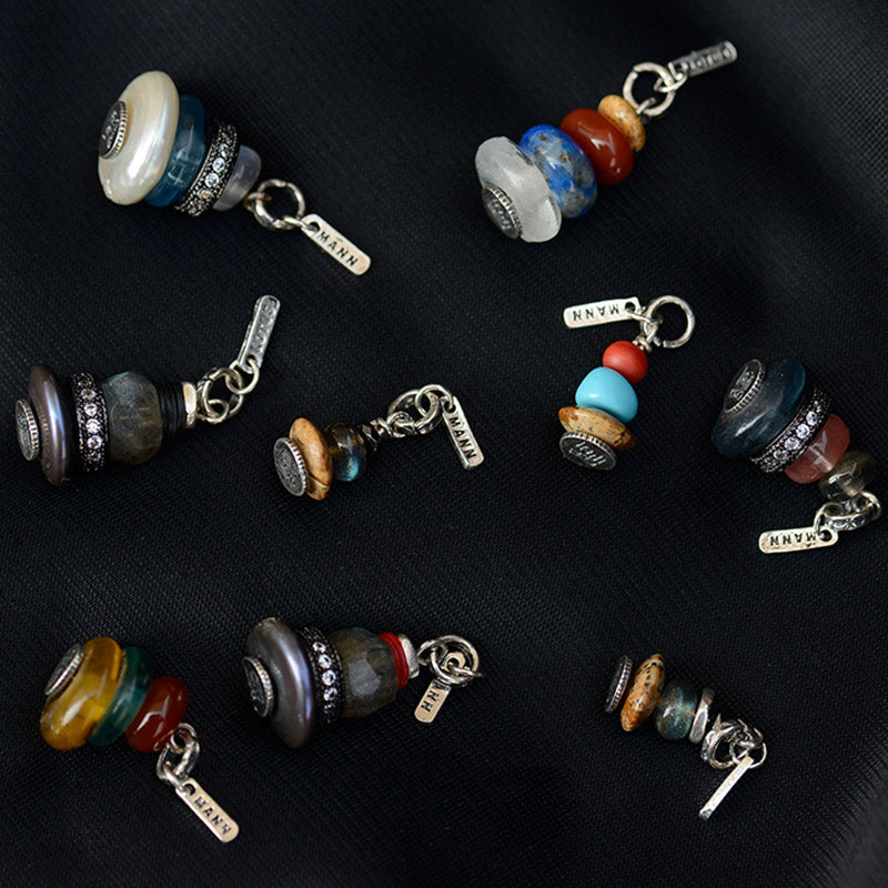 Nimara Ritual Zen Cairn Labradorite Various Crystals Calm Pendant Necklace