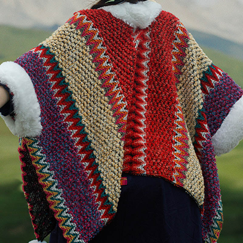 Nimara Ritual Tibetan Multicolored Striped Shawl Winter Cozy Travel Scarf Wrap