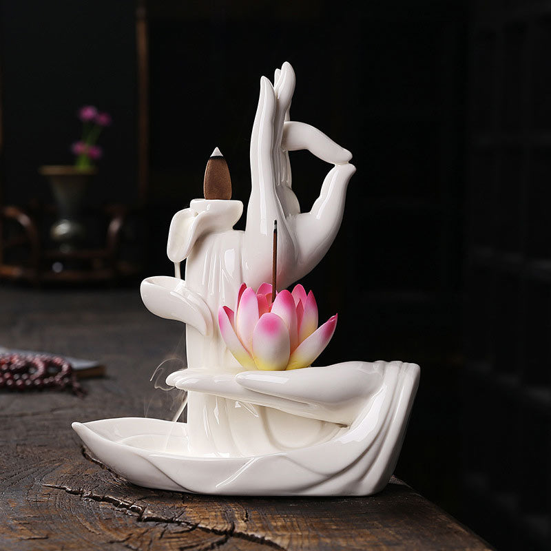Nimara RitualTibetan Lotus Blessing Incense Burner Decoration