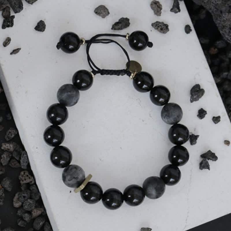 Nimara Ritual Black Obsidian Black Glitter Stone Purification Bracelet