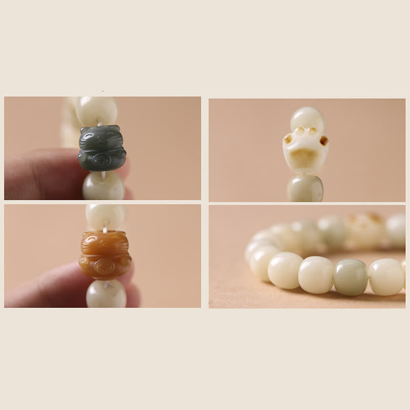 Nimara Ritual Lucky Cat Bodhi Seed Cat Paw Peace Bracelet