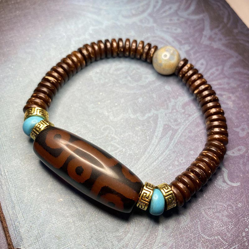Nimara Ritual Tibetan Nine-Eye Dzi Bead Wealth Bracelet