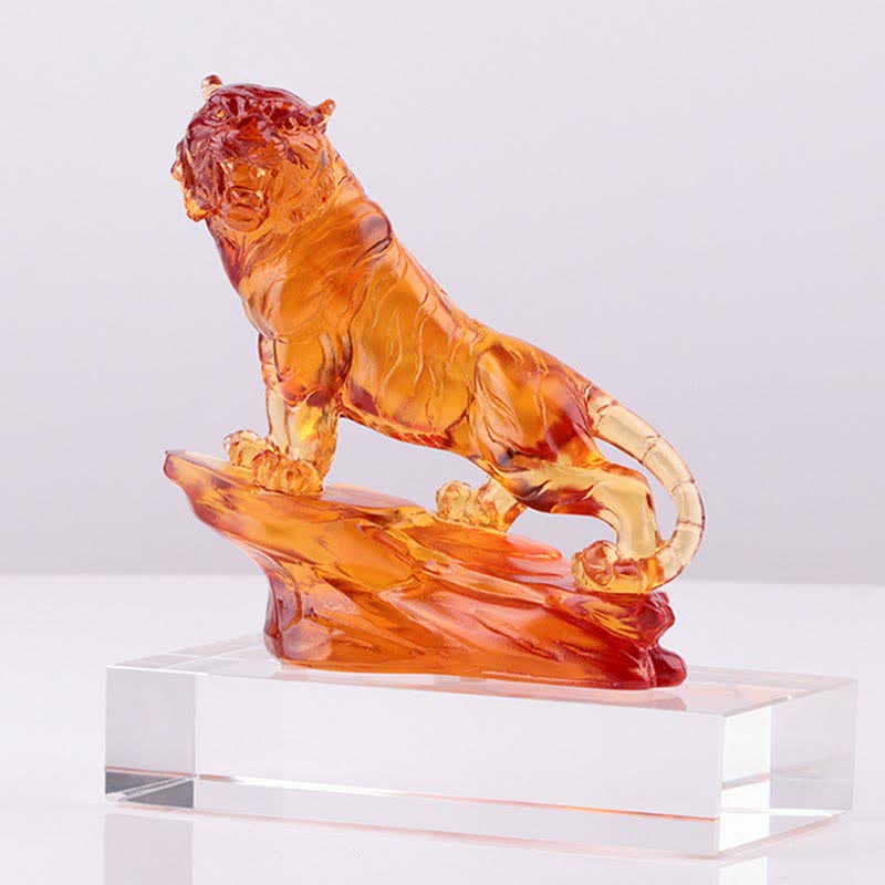 Nimara Ritual Handmade Liuli Crystal Tiger Art Piece Protection Home Decoration