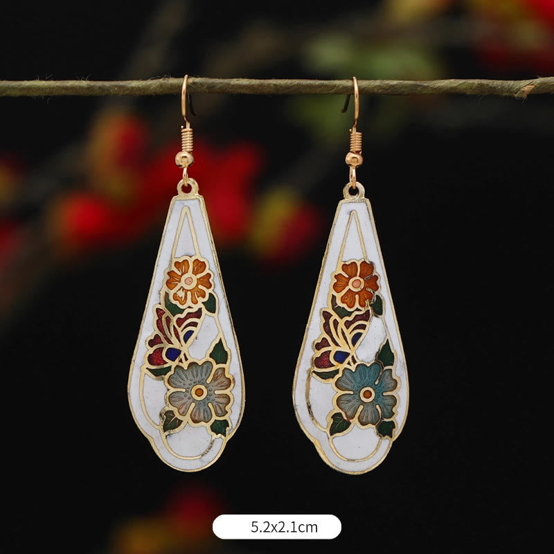 Nimara Ritual Lotus Butterfly Flower Alloy Copper Enlightenment Drop Earrings