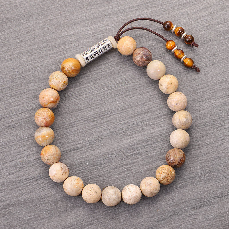Nimara Ritual Weathered Stone Om Mani Padme Hum Strengthen Bracelet