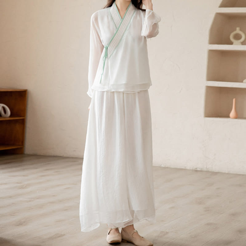 Nimara Ritual Retro Prayer Zen Spiritual Meditation Practice Chiffon Clothing Women's Set