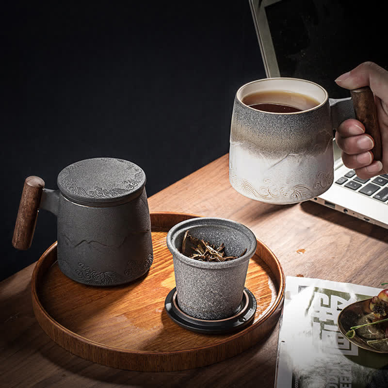 Nimara Ritual Vintage Mountain Sea Ceramic Teacup Tea Cups
