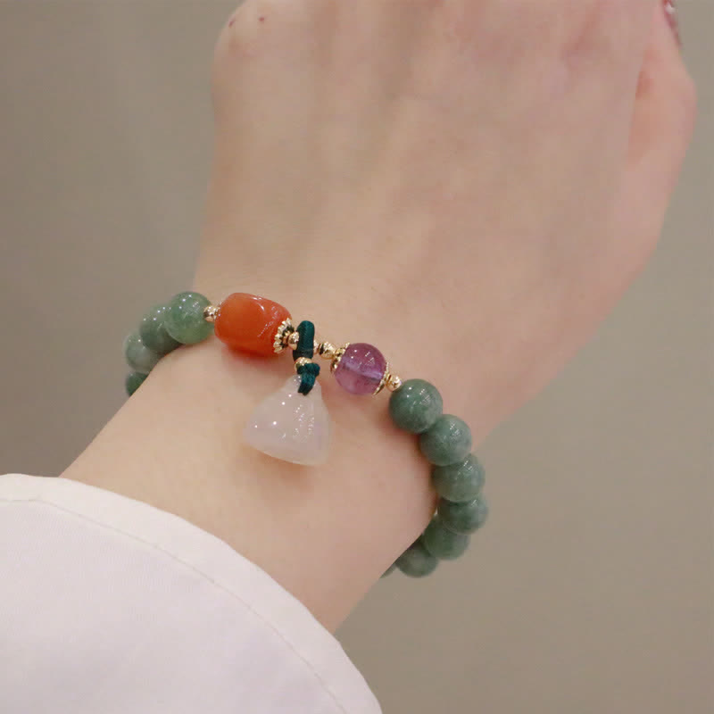 Nimara Ritual Cyan Jade Lotus Pumpkin Wish Peace Buckle Amethyst Crystal Healing Bracelet