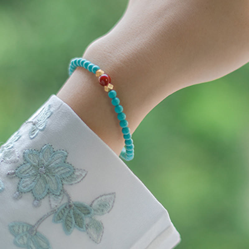 Nimara Ritual Turquoise Red Agate Beaded Protection Bracelet
