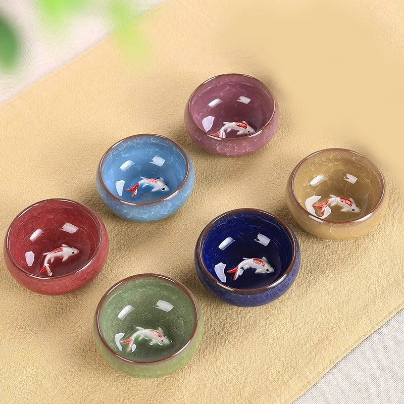 Nimara Ritual Cute Koi Fish Ceramic Teacup Kung Fu Tea Cup Bowl 45ml
