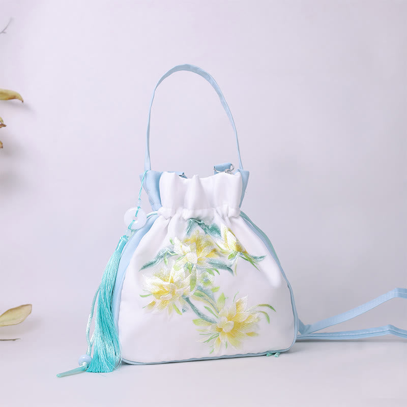 Nimara Ritual Suzhou Embroidery Rabbit Lotus Epiphyllum Peony Magnolia Silk Tote Crossbody Bag Shoulder Bag Handbag