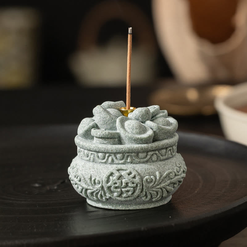 Nimara Ritual Chinese Character Fu Ingots Healing Incense Burner Desk Decoration