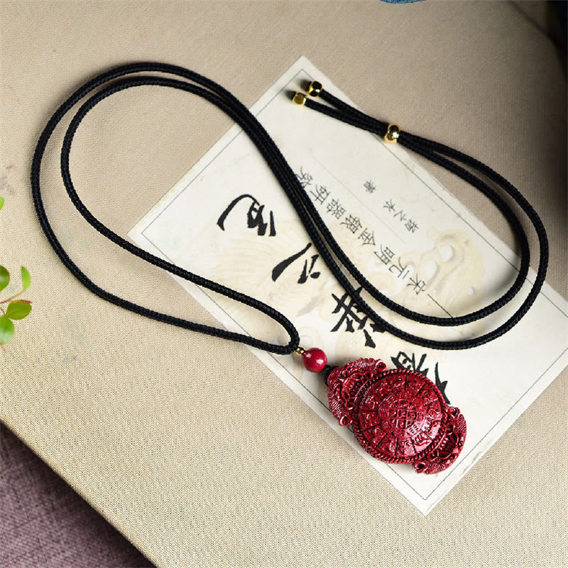 Nimara Ritual Laughing Buddha Yin Yang Chinese Zodiac Gourd Natural Cinnabar Blessing Necklace Pendant