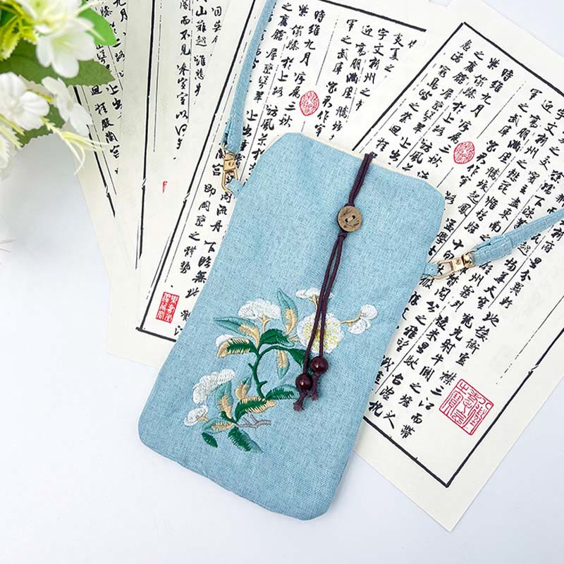 Nimara Ritual Small Embroidered Flowers Crossbody Bag Shoulder Bag Cellphone Bag 11*20cm