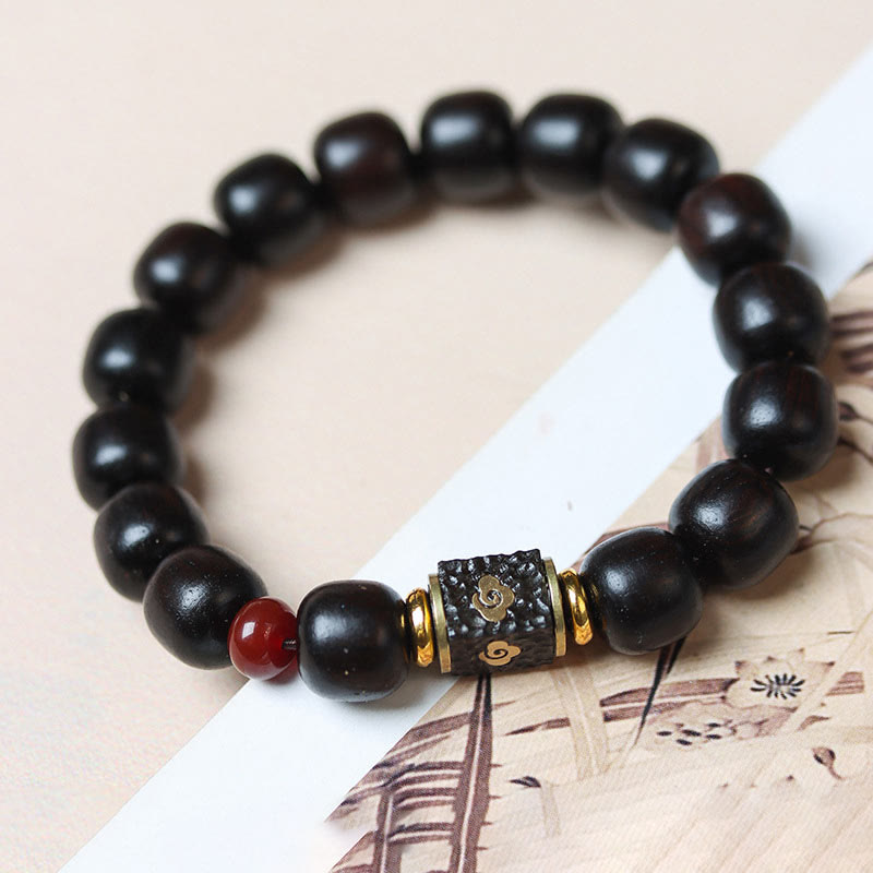 Nimara Ritual Ebony Wood Auspicious Clouds Engraved Calm Bracelet