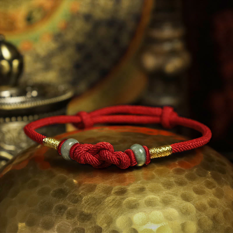 Nimara Ritual Red String Jade Luck Fortune Knot Braided String Bracelet