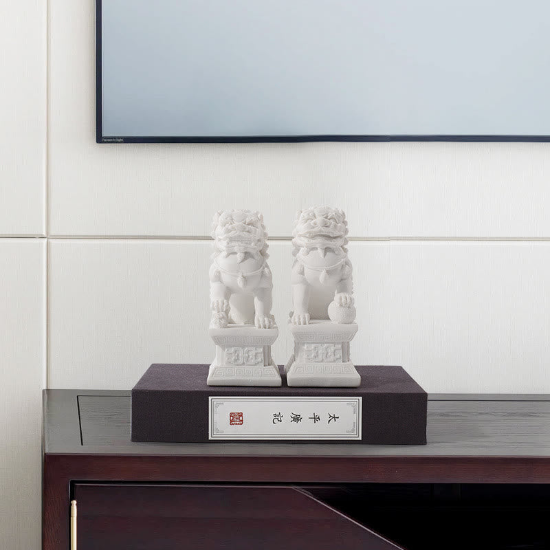 Nimara Ritual 2Pcs Lion Statue Courage Strength Resin Home Office Decoration