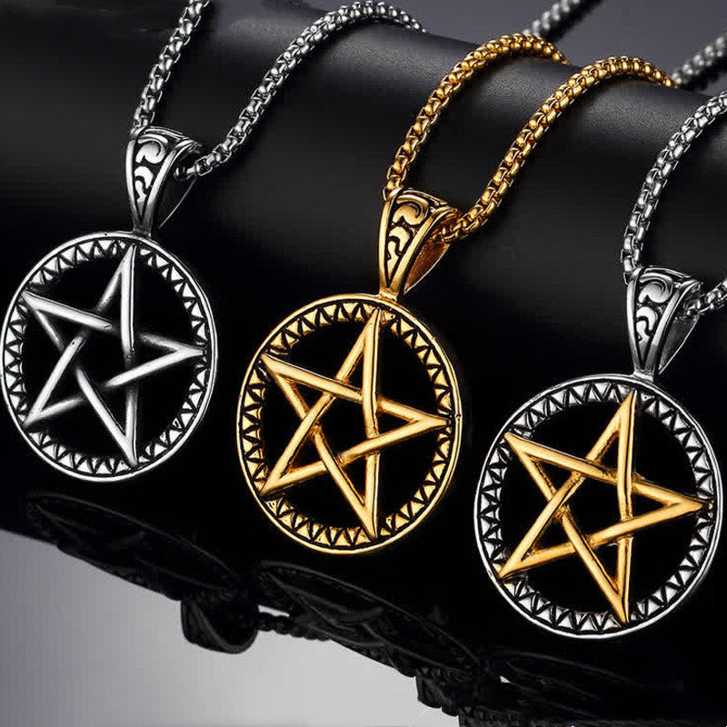 Nimara Ritual Pentagram Titanium Steel Balance Necklace Pendant