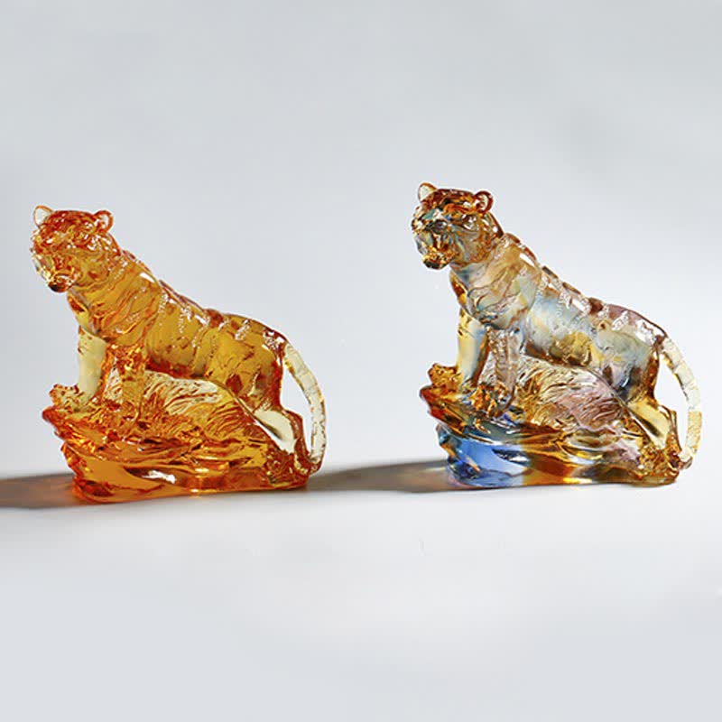 Nimara Ritual Handmade Liuli Crystal Tiger Art Piece Protection Home Decoration