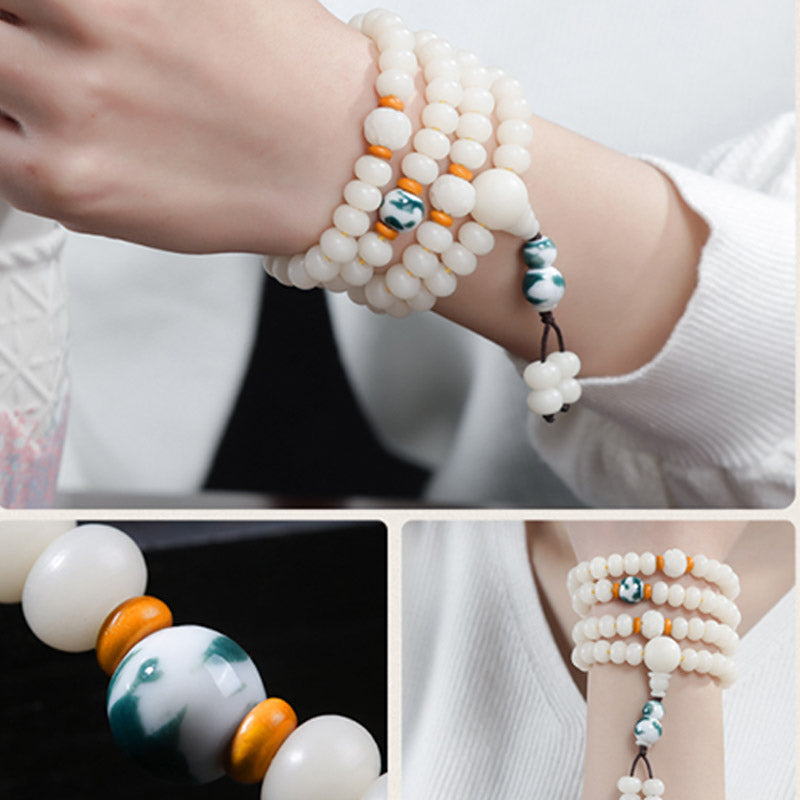 Nimara Ritual Bodhi Seed Bead Lotus Blessing Charm Bracelet