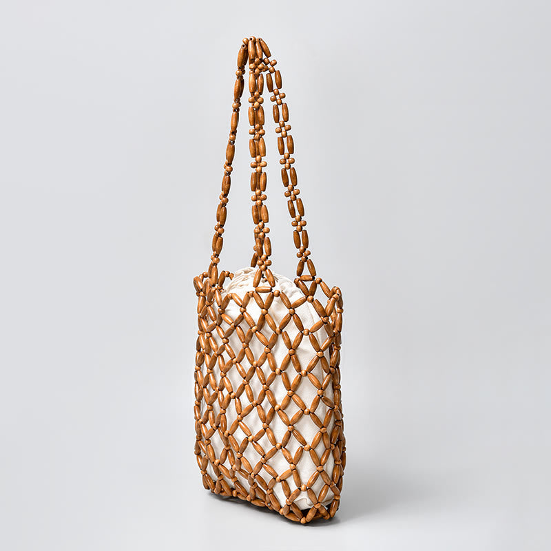 Nimara Ritual Hand-woven Wooden Beads Shoulder Bag Handbag