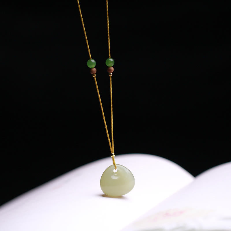 Nimara Ritual Natural Hetian Jade Small Bag Pattern Prosperity String Necklace Pendant