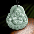 Nimara Ritual Laughing Buddha Natural Jade Copper Coin Abundance Necklace Pendant