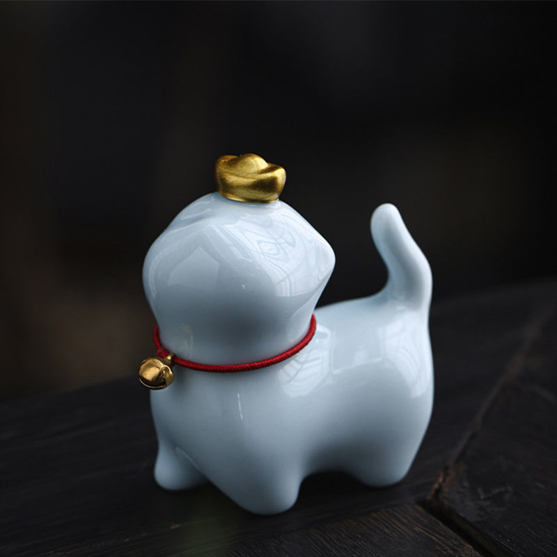 Nimara Ritual Mini Lucky Cat Ingot Tea Pet Ceramic Home Desk Figurine Decoration