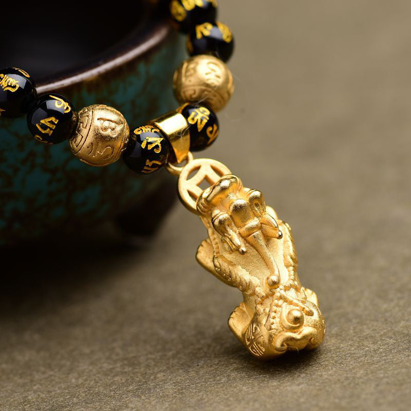 Nimara Ritual FengShui Obsidian PiXiu Wealth Necklace