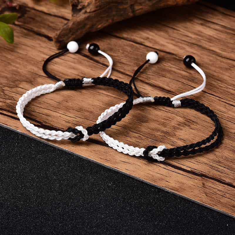 Nimara Ritual Handmade Black White Rope Braided Healing Bracelet