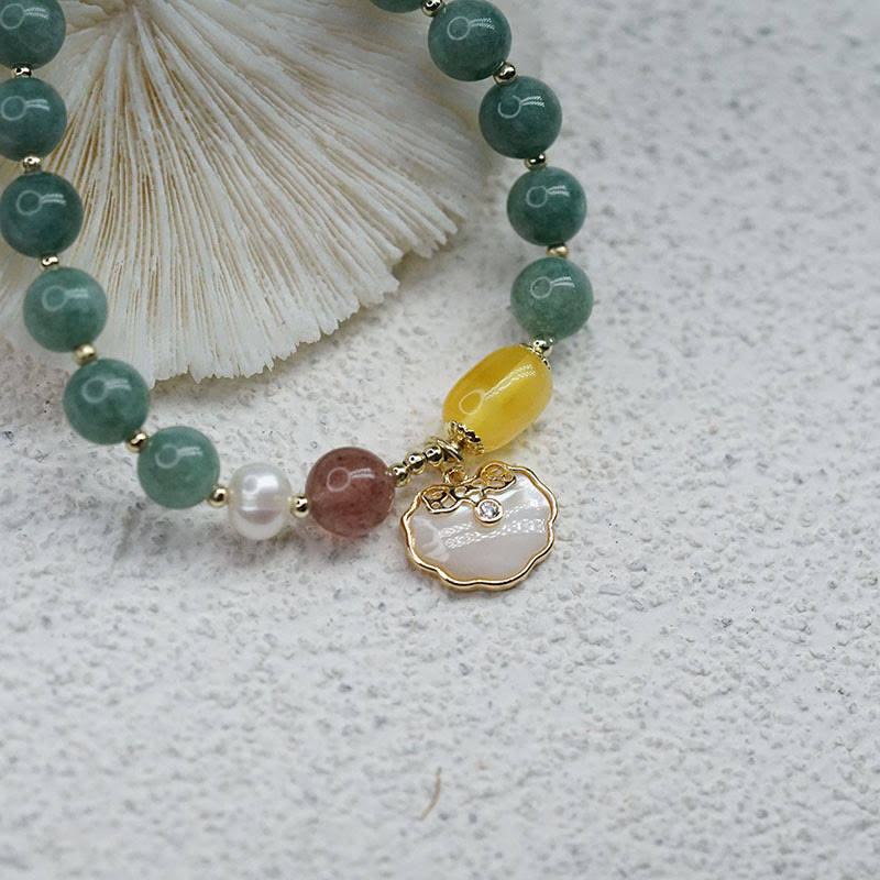 Nimara Ritual Jade Sea shell Ruyi Lock Luck Bracelet