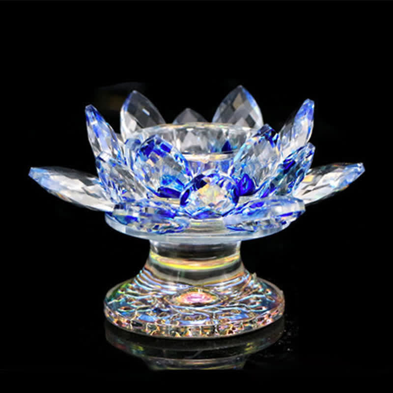 Nimara Ritual Lotus Flower Crystal Candle Holder Home Office Offering Decoration
