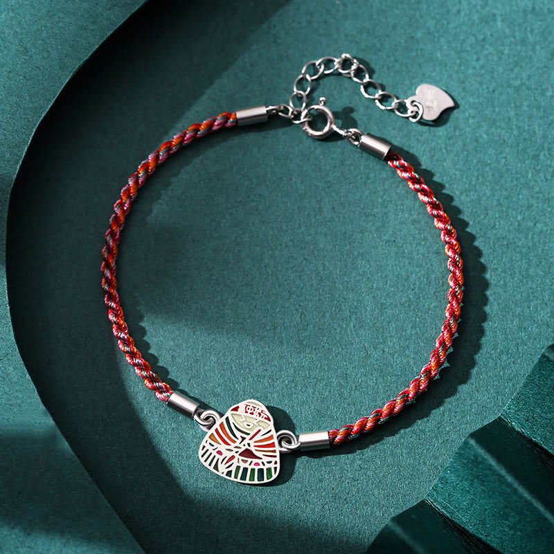 Nimara Ritual 925 Sterling Silver Zongzi Pattern Luck Multicolored Handcrafted Bracelet