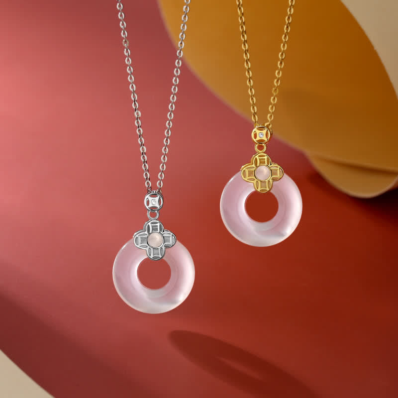 Nimara Ritual 925 Sterling Silver Chalcedony Coin Peace Buckle Positive Necklace Pendant