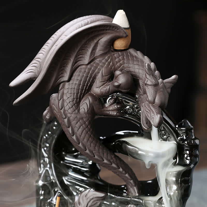 Nimara Ritual Nordic Pterosaur Dragon Ceramic Backflow Smoke Fountain Protection Healing Incense Burner Decoration