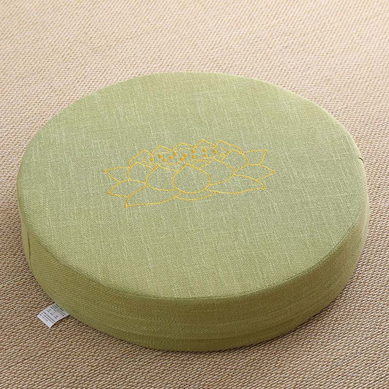 Nimara Ritual Lotus Embroidery Cotton Linen Meditation Seat Cushion