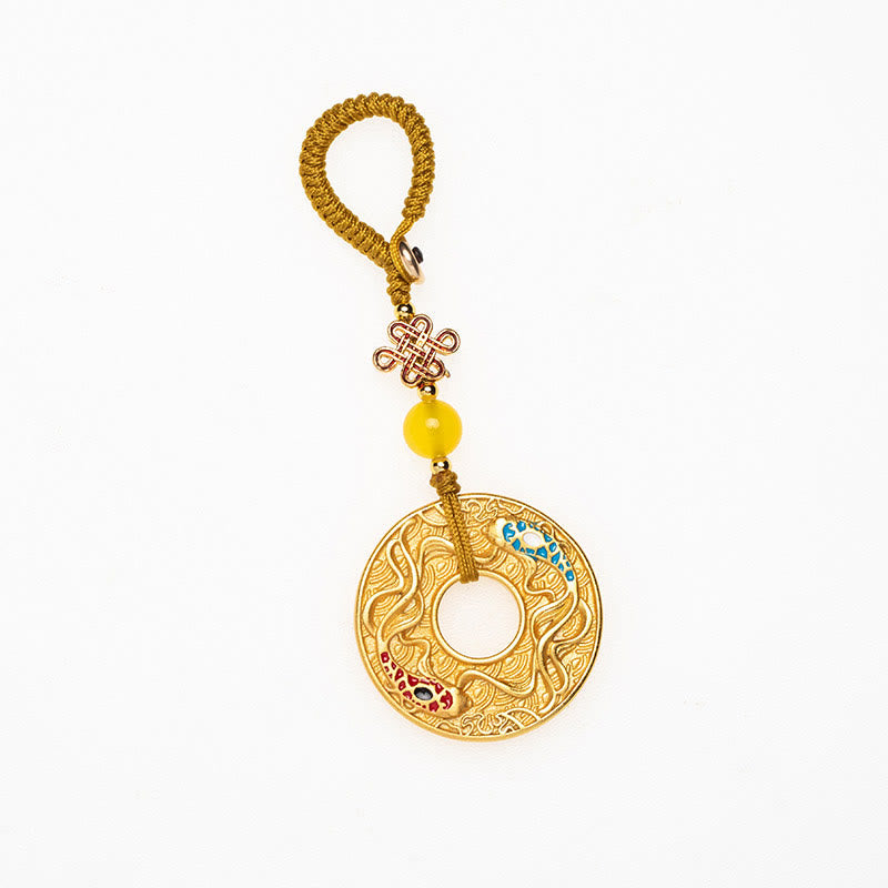 Nimara Ritual Double Koi Fish Peace Buckle Wealth Luck Key Chain